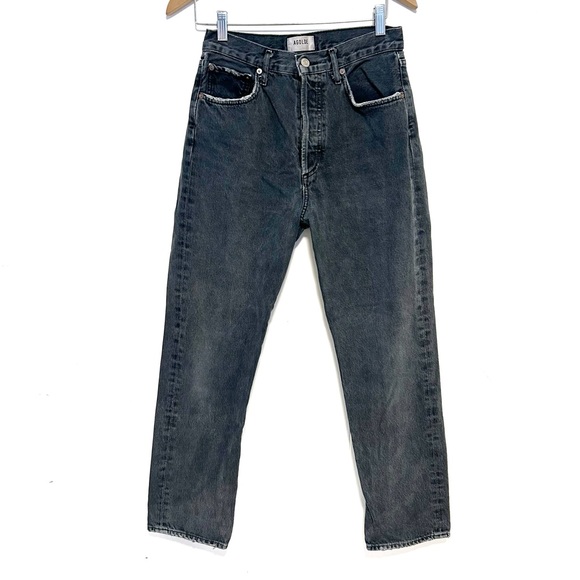 Agolde Denim - AGOLDE 90s Pinch High Waist Straight Leg Organic Cotton Jeans in Black Tea Sz 26